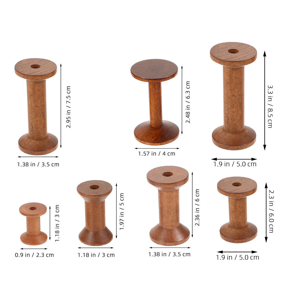 7Pcs Wooden Thread Spools Vint - огляд і ціна Thread Bobbins Empty
