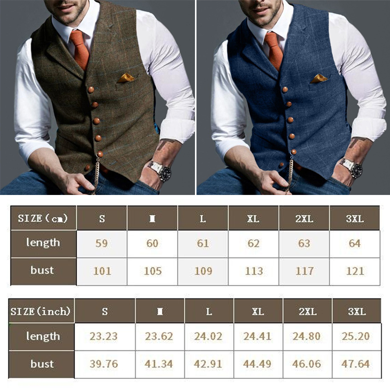 Fashion Men's Vests Lapel Twee - огляд і ціна Sewing Tweed