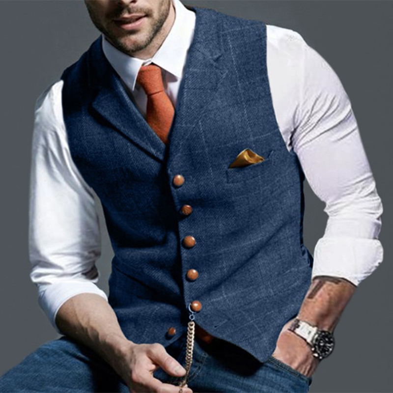 Fashion Men's Vests Lapel Twee - огляд і ціна Sewing Tweed