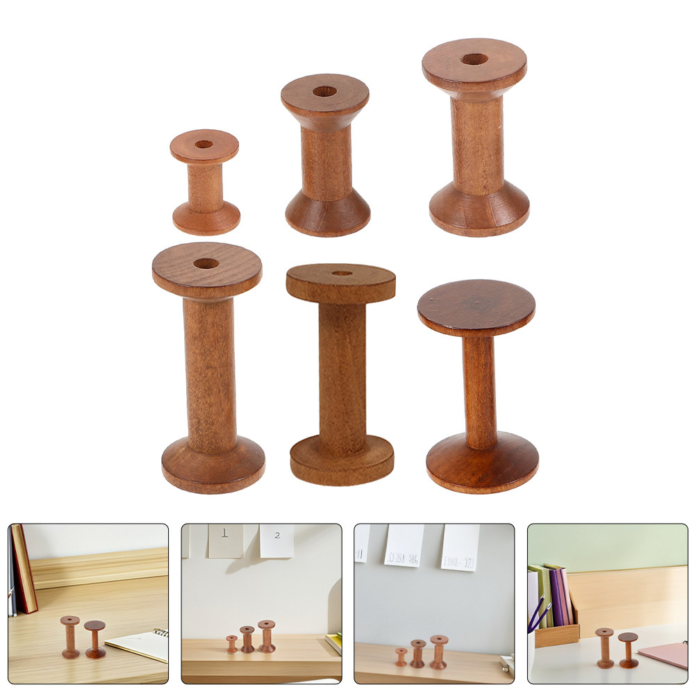 6Pcs Vintage Wooden Thread Spo - огляд і ціна Thread Bobbins Empty