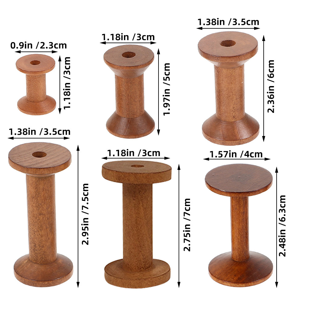 6Pcs Vintage Wooden Thread Spo - огляд і ціна Thread Bobbins Empty
