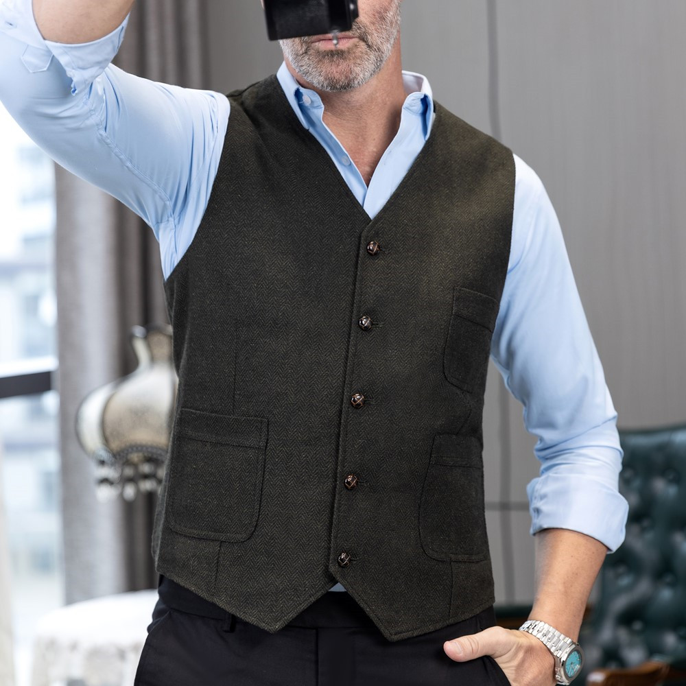 Men's Formal Suit Vest V-Neck  - огляд і ціна Sewing Tweed